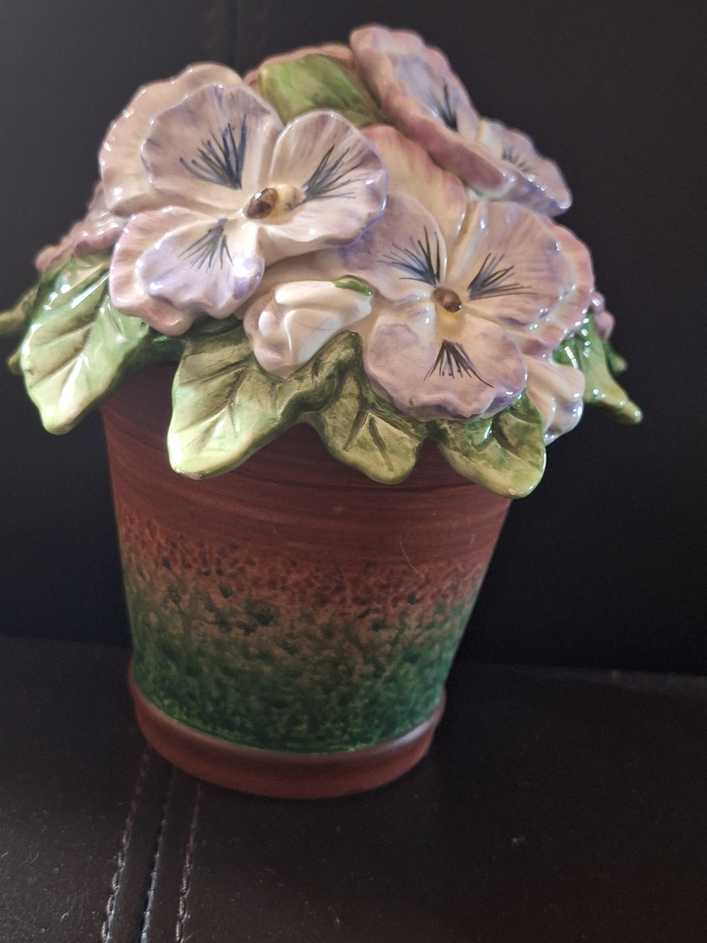 Fitz and Floyd Terracotta Ceramic Marked 'Essentials'Flower In Bloom Trinket Box